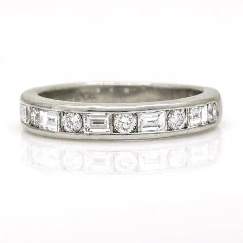 Tiffany & Co. Women's Round Baguette Diamond Band Ring in Platinum Size 5