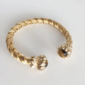 Tiger Eye Cuff, 14K Gold Plated