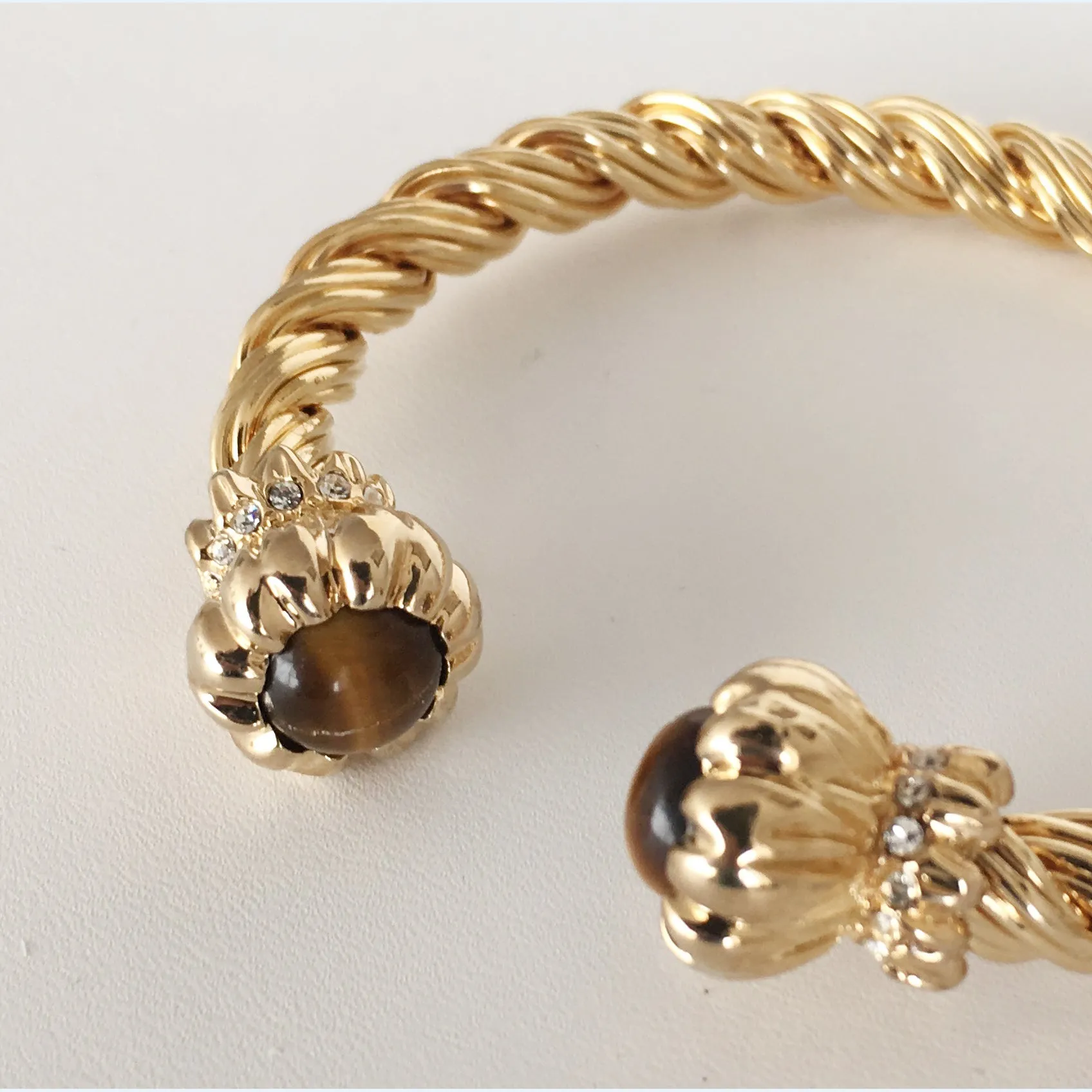 Tiger Eye Cuff, 14K Gold Plated