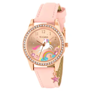 Tikkers Rose Gold Stone Set Unicorn Watch