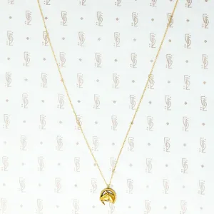 Tiny Gold Horse and Horseshoe Pendant