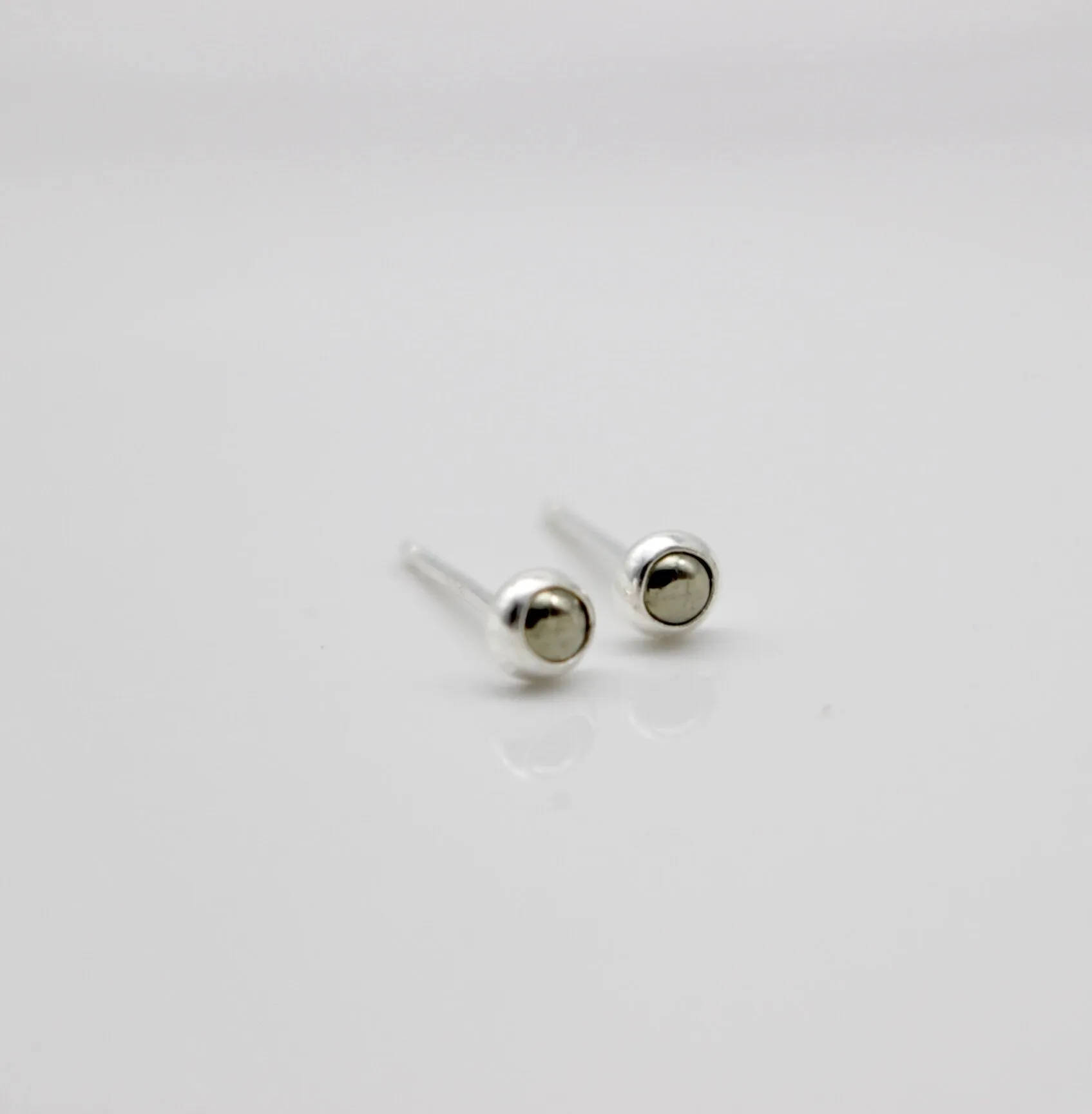 Tiny Pyrite Earrings - Sterling Silver 3mm Studs earring - Gift for her - pyrite post earrrings - Jewelry sale - small earrings