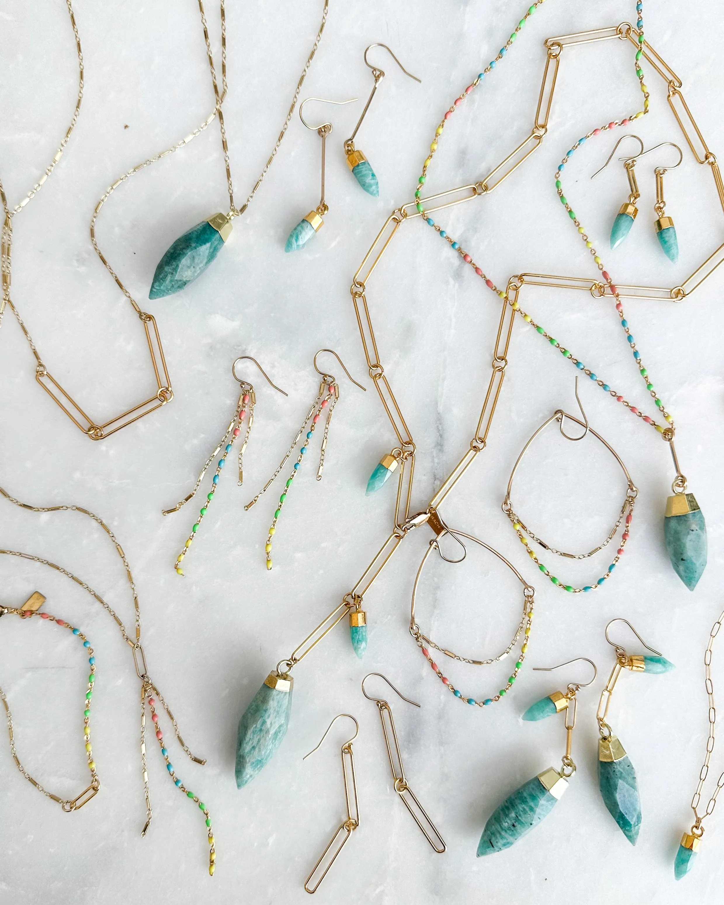 triple elongated link center necklace