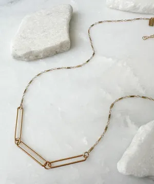 triple elongated link center necklace