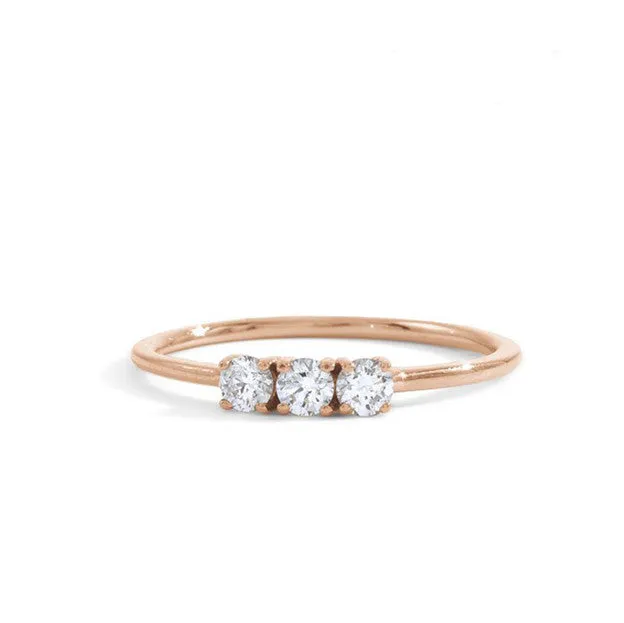 triple white diamond ring