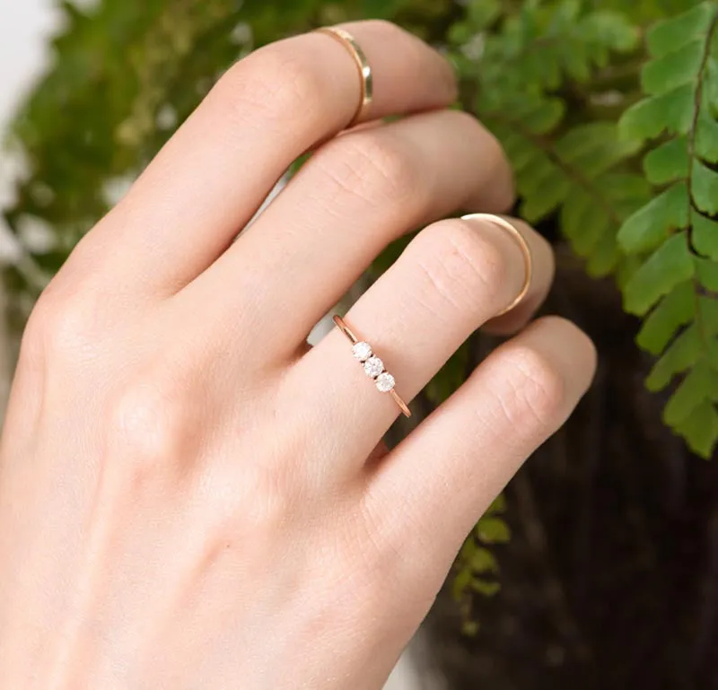 triple white diamond ring