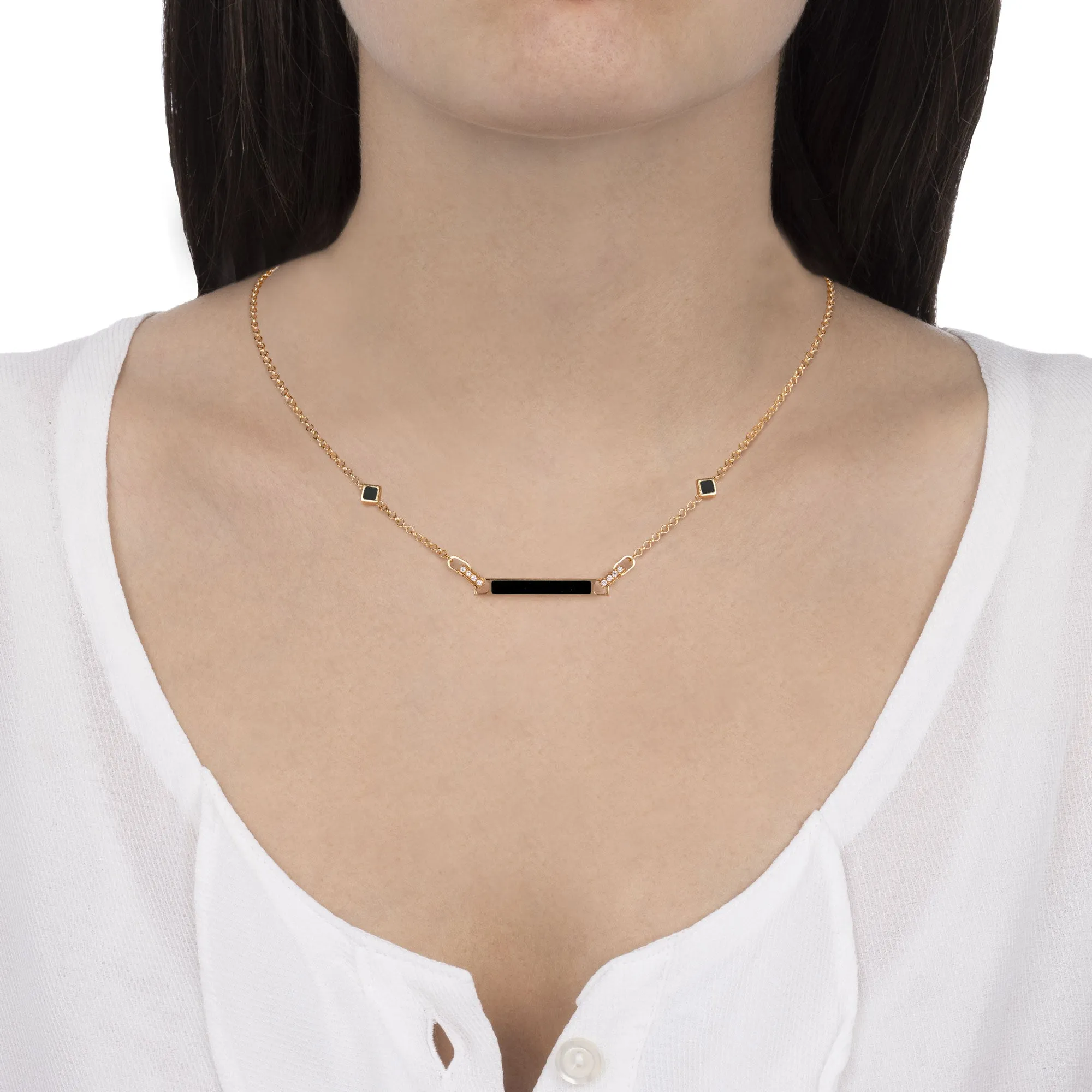 Unica Necklace Onyx and Diamonds