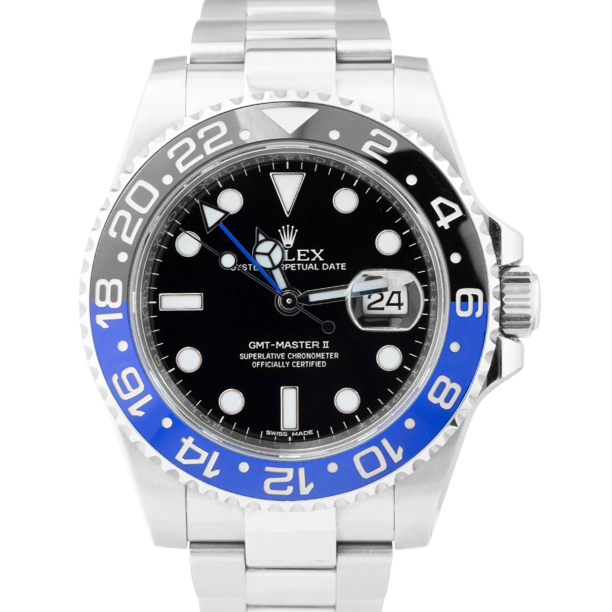 UNPOLISHED 2015 Rolex GMT-Master II Batman Ceramic 40mm Watch 116710 BLNR B P