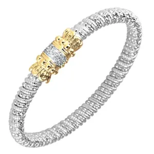 Vahan Sterling Silver & 14K Yellow Gold 0.18 Ct Diamond Bangle Bracelet