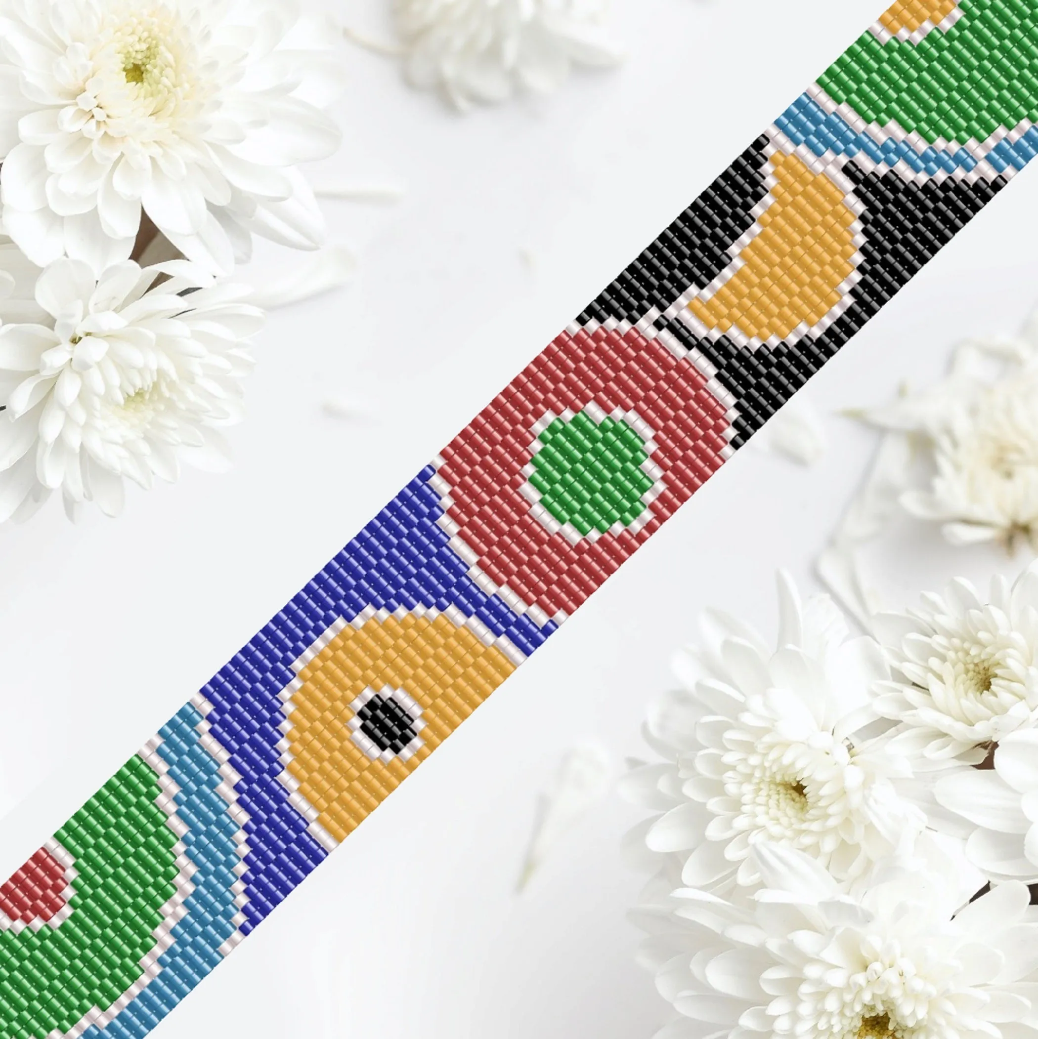 Vertical Peyote Pattern - Bracelet CERCLES MULTICOLORES