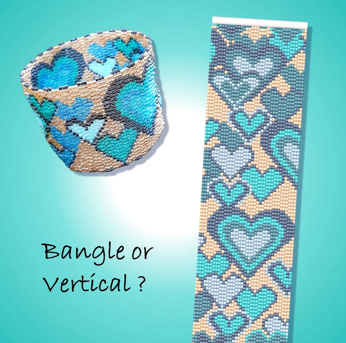 Vertical Peyote Pattern - Bracelet COEURS MAXI SABLE