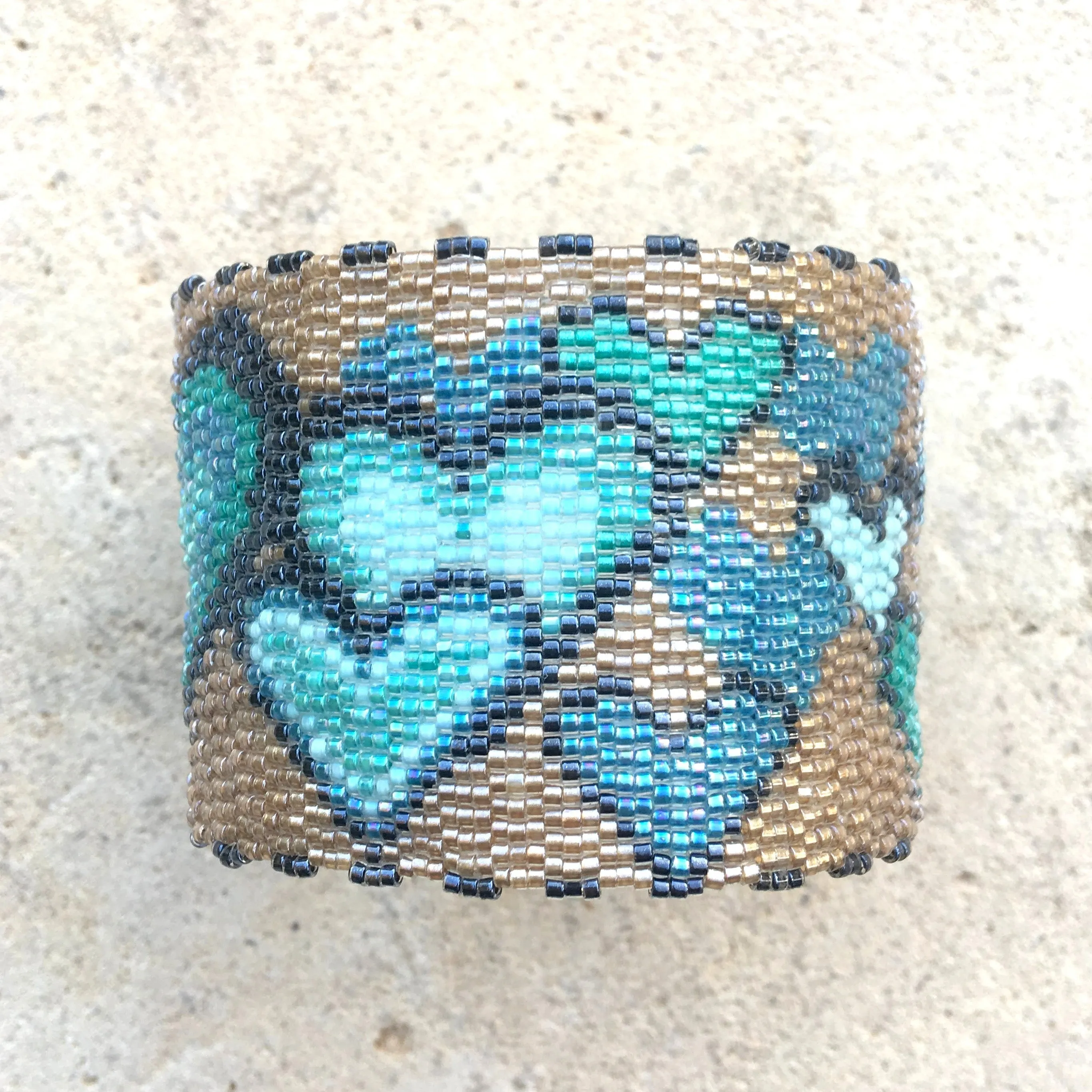 Vertical Peyote Pattern - Bracelet COEURS MAXI SABLE
