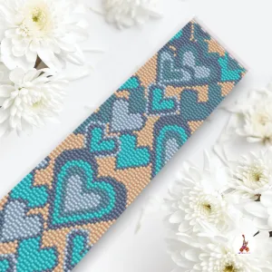 Vertical Peyote Pattern - Bracelet COEURS MAXI SABLE