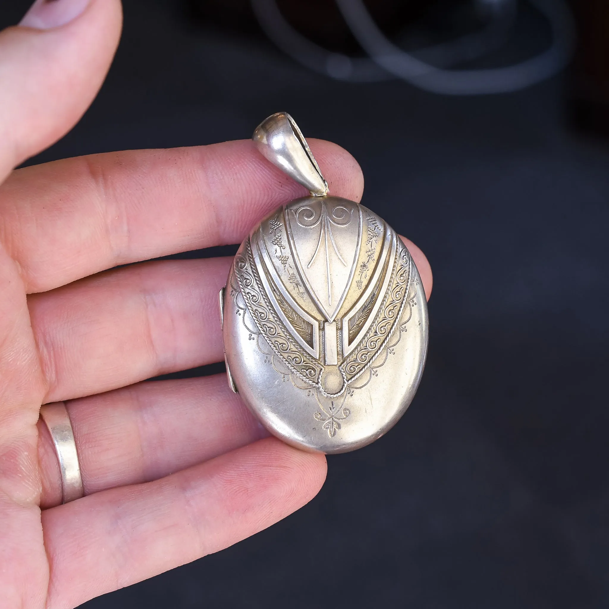 Victorian Futuristic Silver Locket