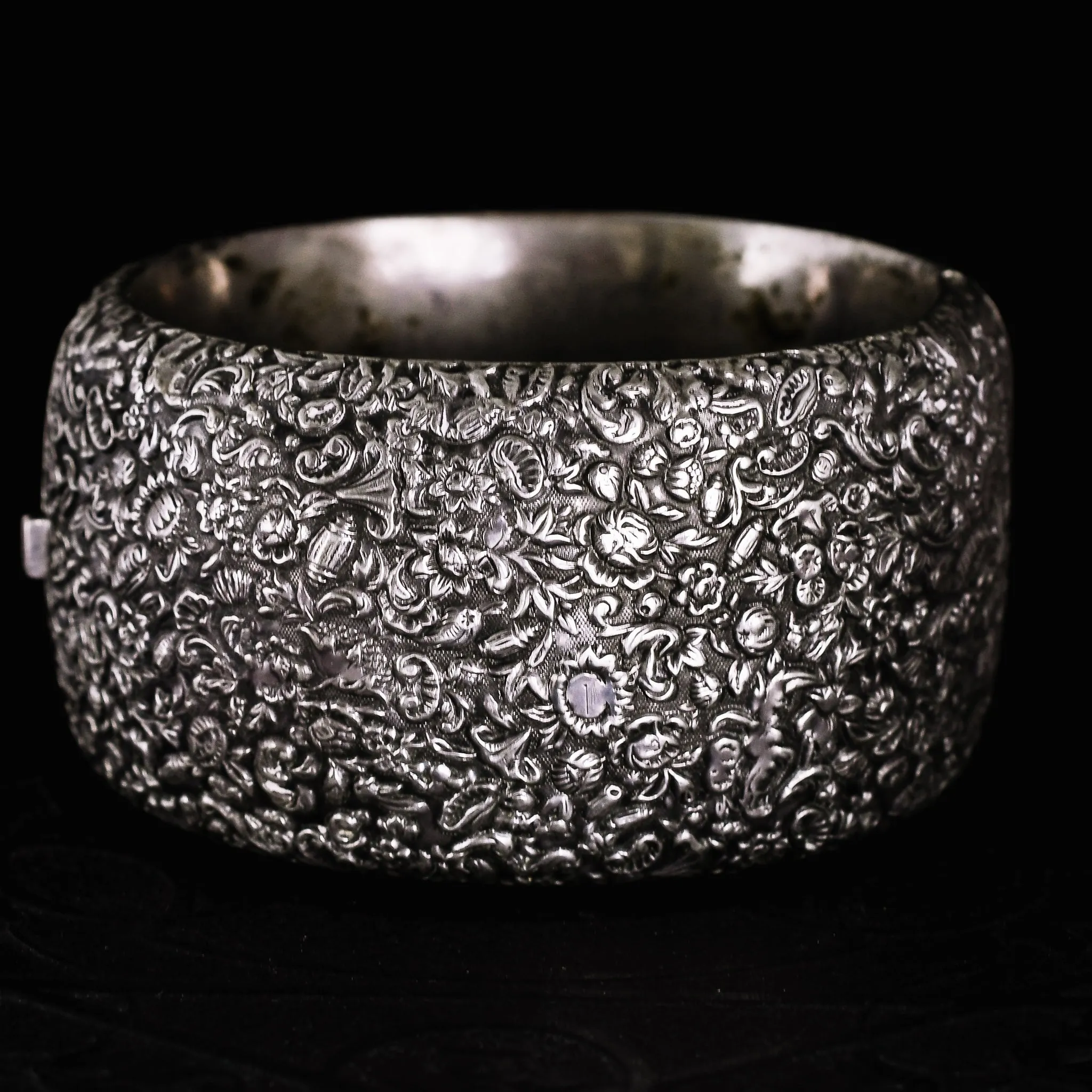 Victorian Repoussé Floral Cuff Bangle
