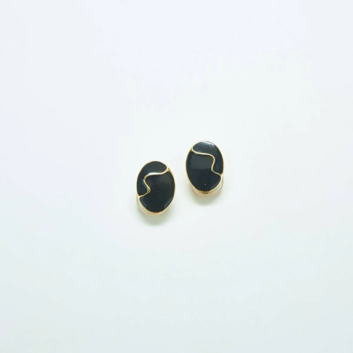 Vintage Black and Gold Minimalist Earrings