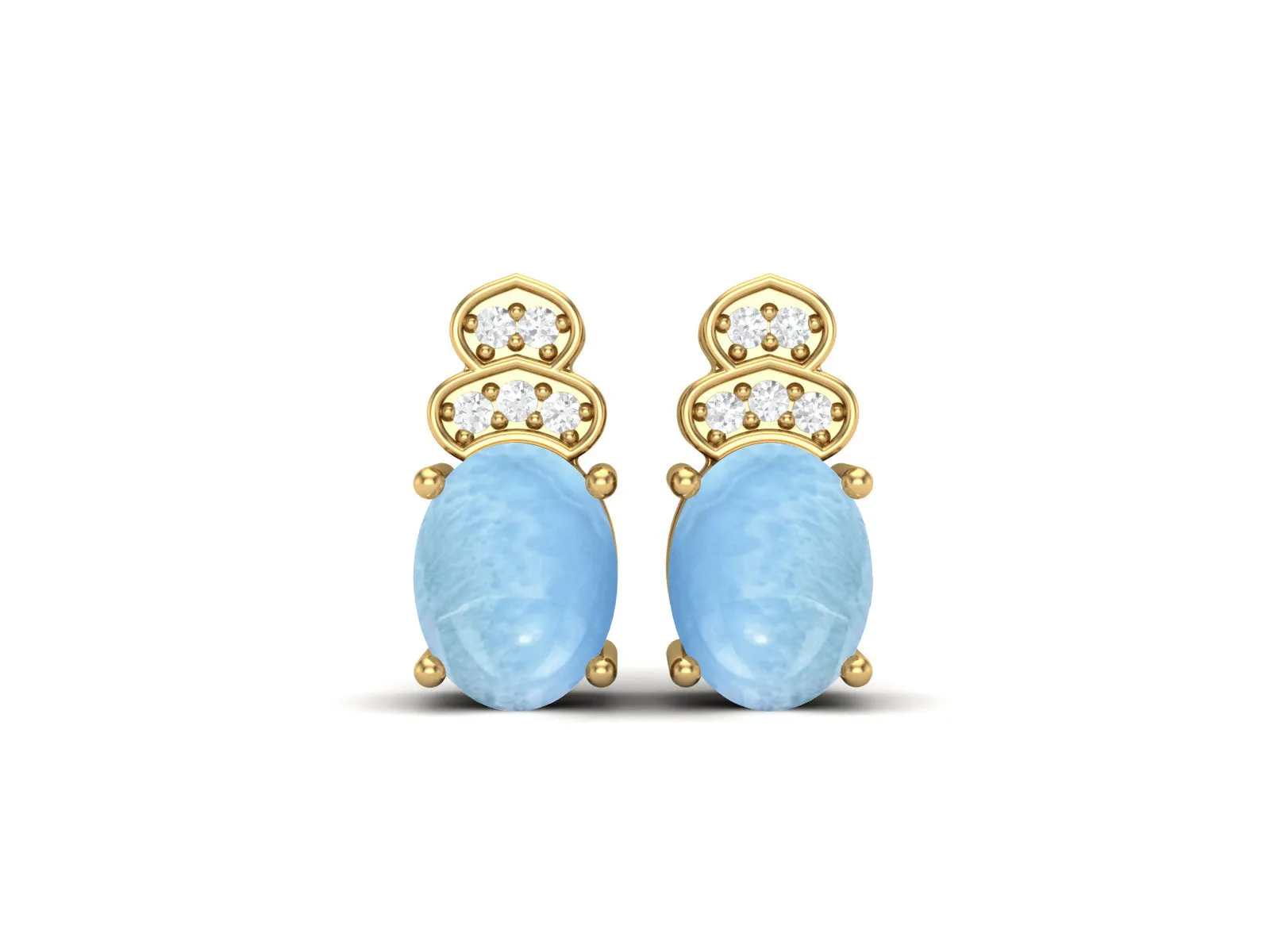 Vintage Larimar Wedding Earrings 8x6mm Oval Shaped Earrings