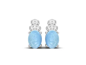 Vintage Larimar Wedding Earrings 8x6mm Oval Shaped Earrings