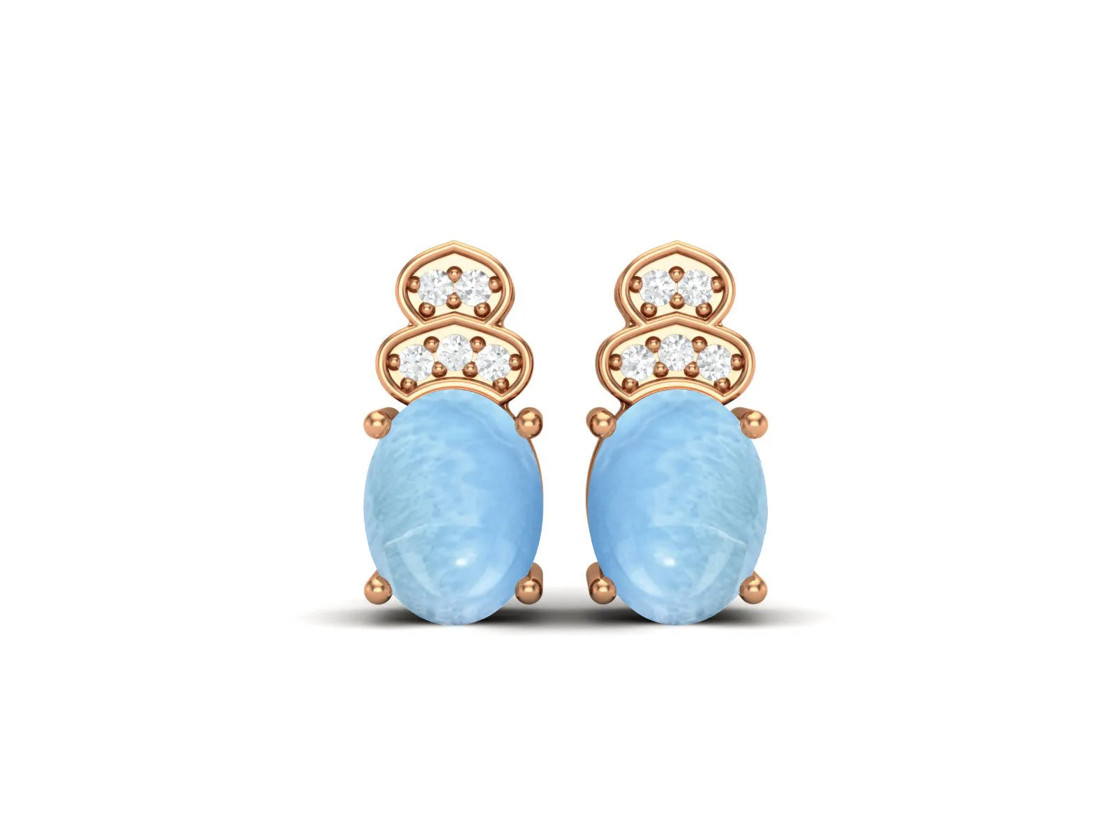 Vintage Larimar Wedding Earrings 8x6mm Oval Shaped Earrings