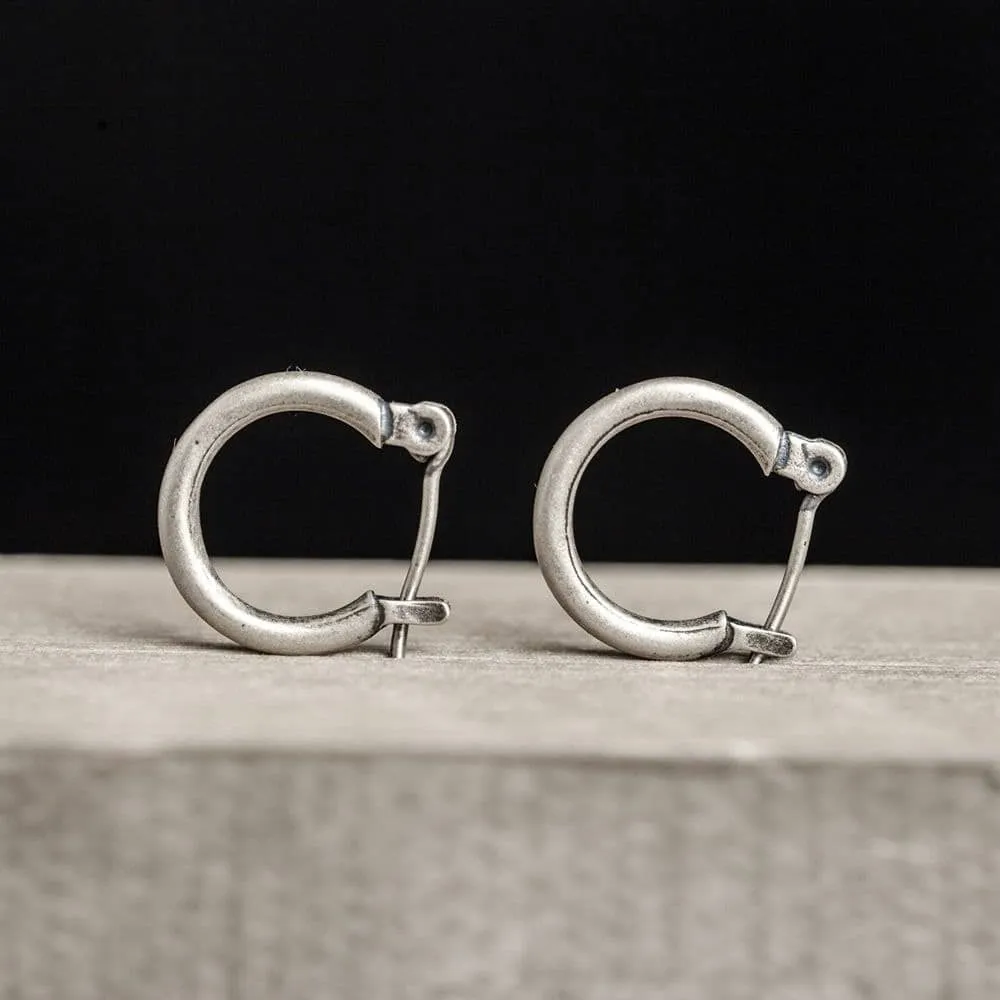 Vintage Silver Minimalist Huggie Earrings