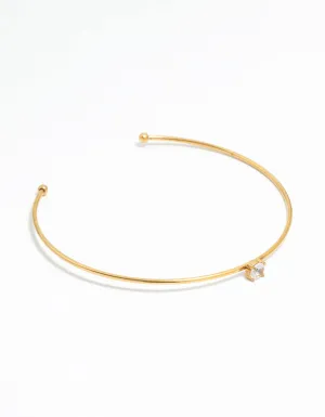 Waterproof Gold Plated Stainless Steel Cubic Zirconia Bangle