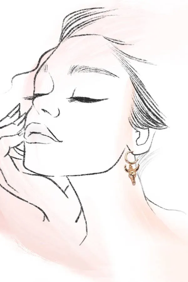 Western Bull Drop Huggie Earrings