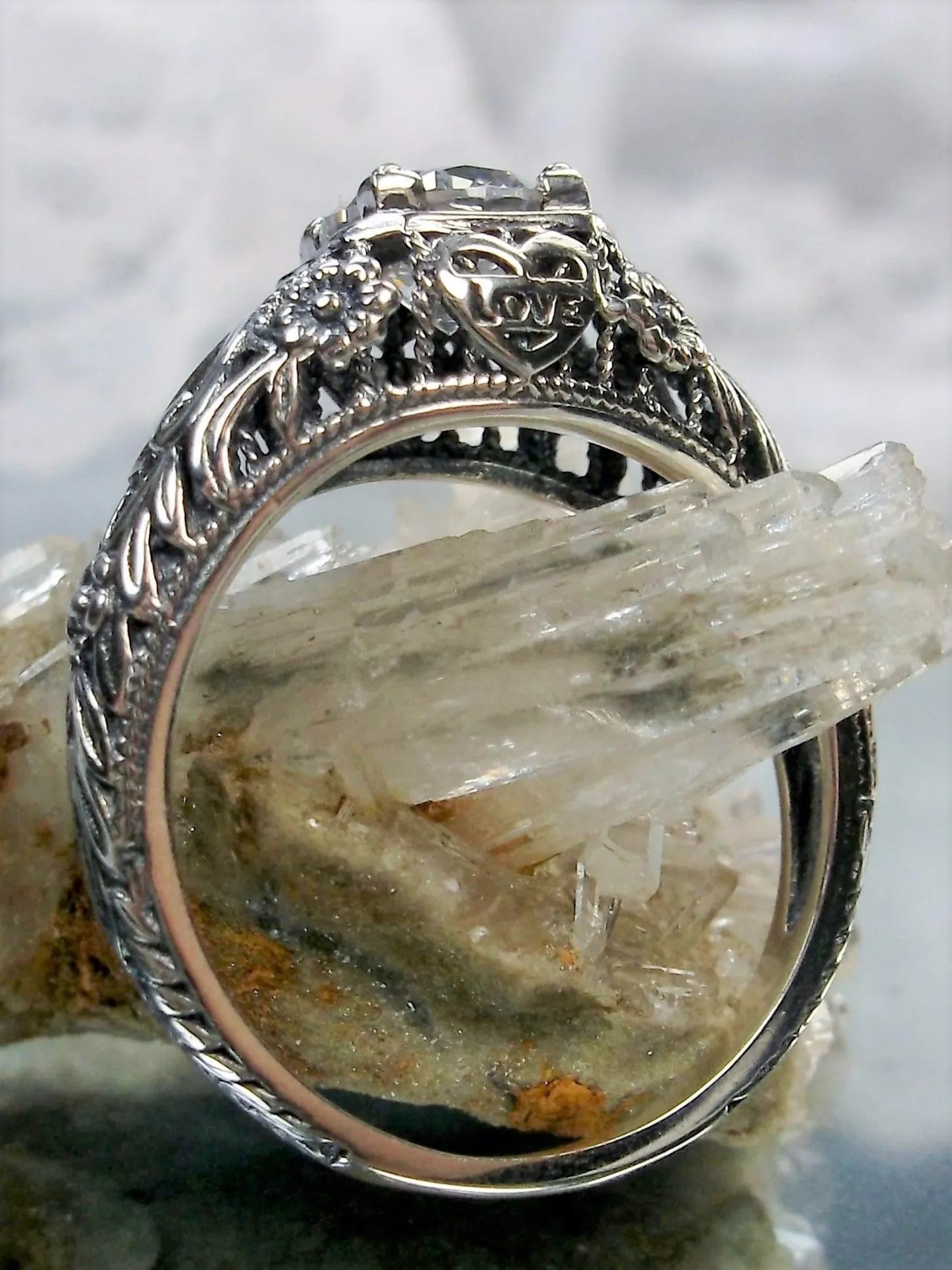 White CZ Ring, Romantic Wedding Valentine Ring #D211