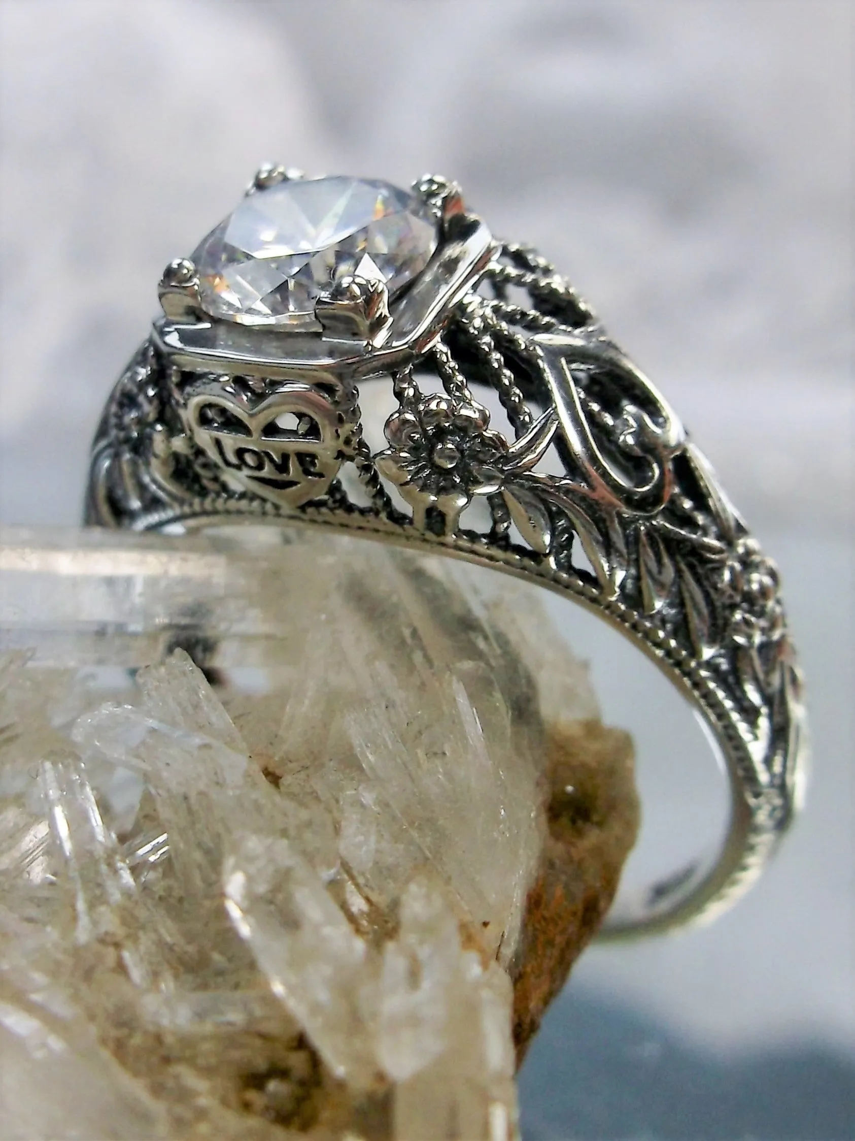 White CZ Ring, Romantic Wedding Valentine Ring #D211