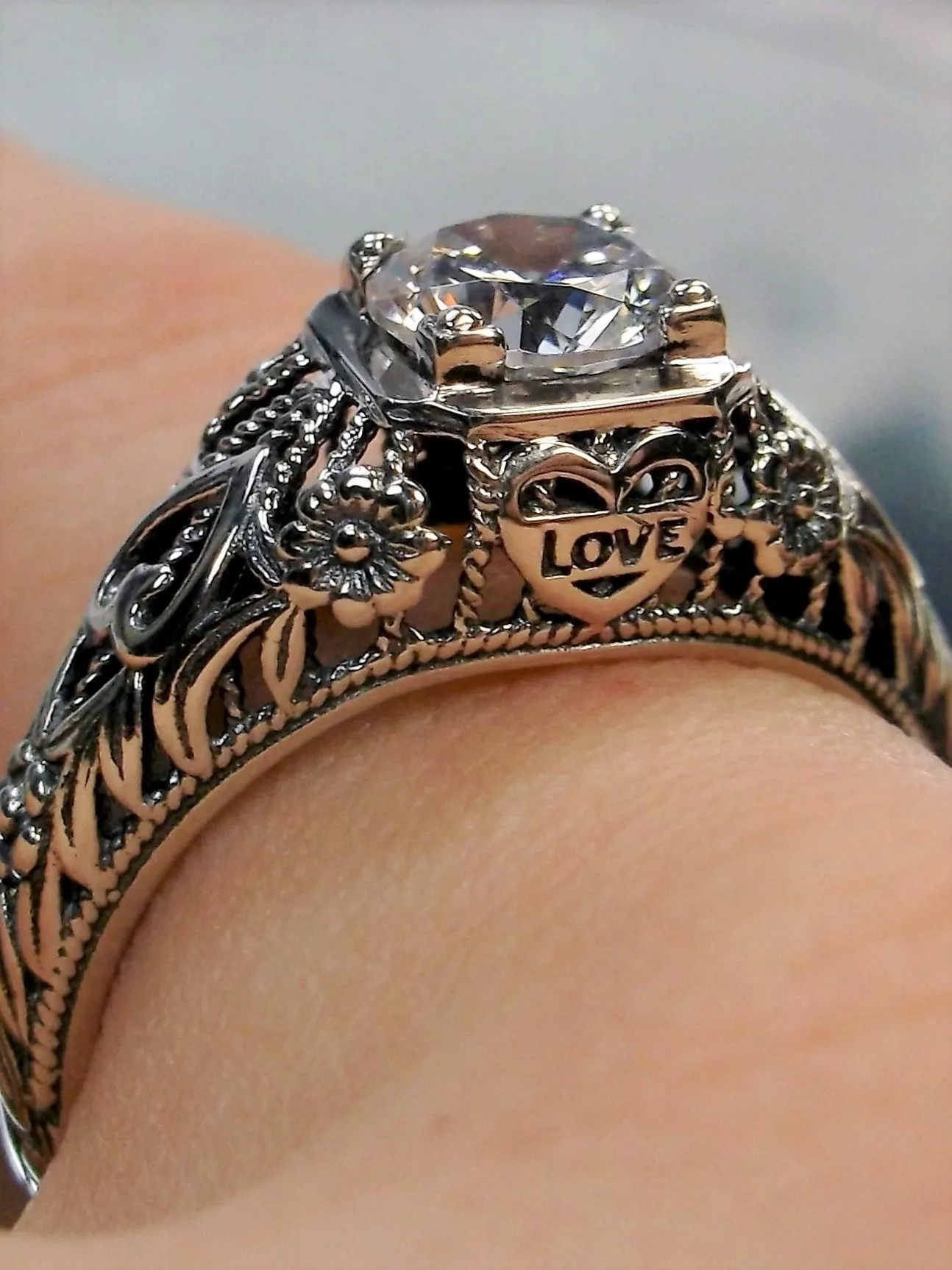 White CZ Ring, Romantic Wedding Valentine Ring #D211