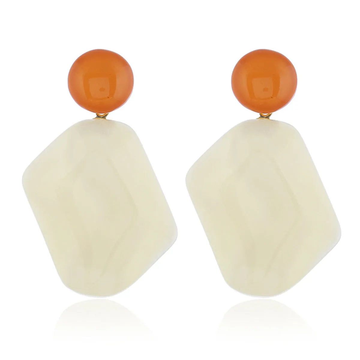 White Resin & 18K Gold-Plated Rectangle Drop Earrings