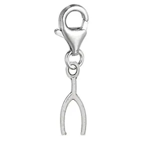 Wish Bone Clip On For Bracelet Charm Pendant for European Charm Jewelry w/ Lobster Clasp