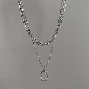 Women Pendant Necklaces Fine Double Link Chain Metal Heart Party Necklace Jewelry Gift