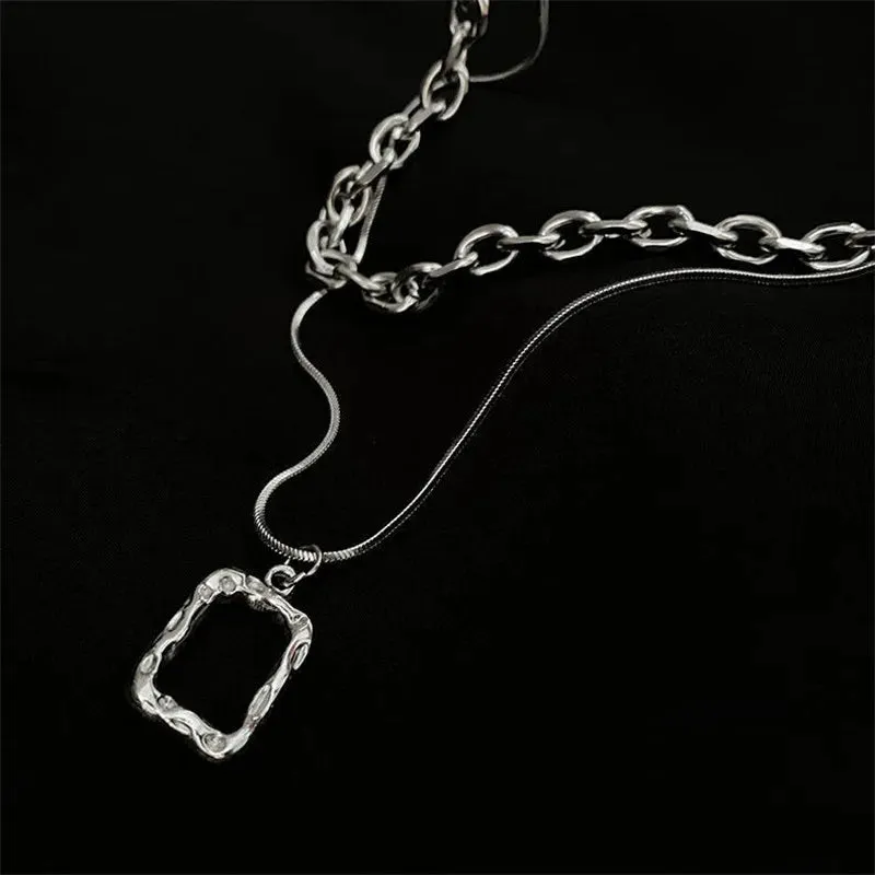 Women Pendant Necklaces Fine Double Link Chain Metal Heart Party Necklace Jewelry Gift
