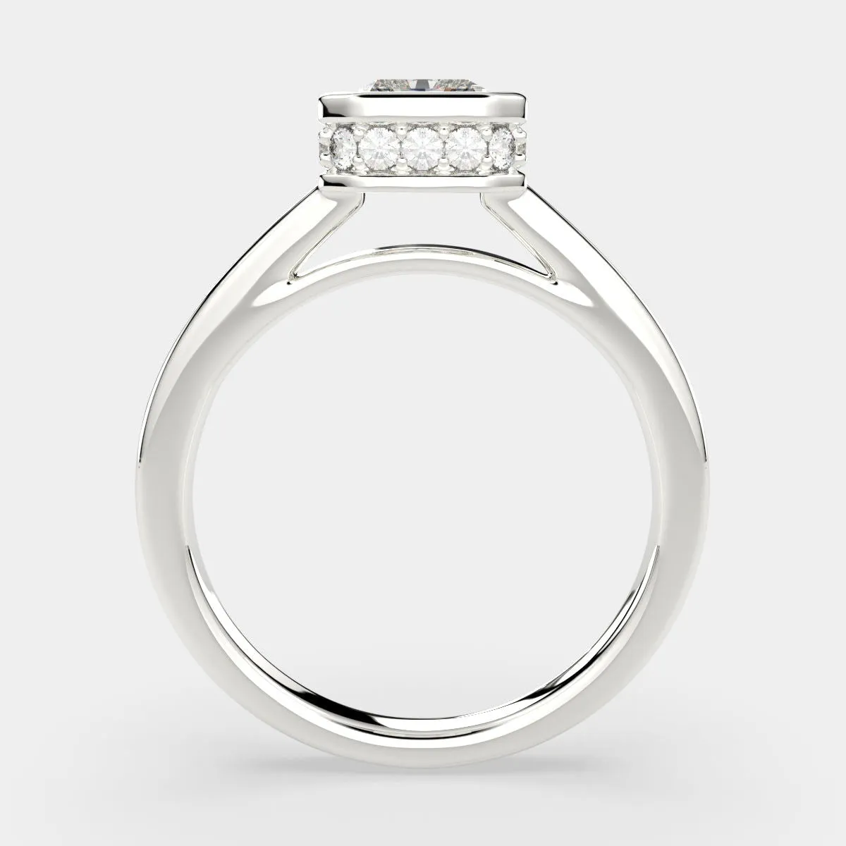 Xenia Radiant Cut Halo Pave Solitaire Engagement Ring Setting