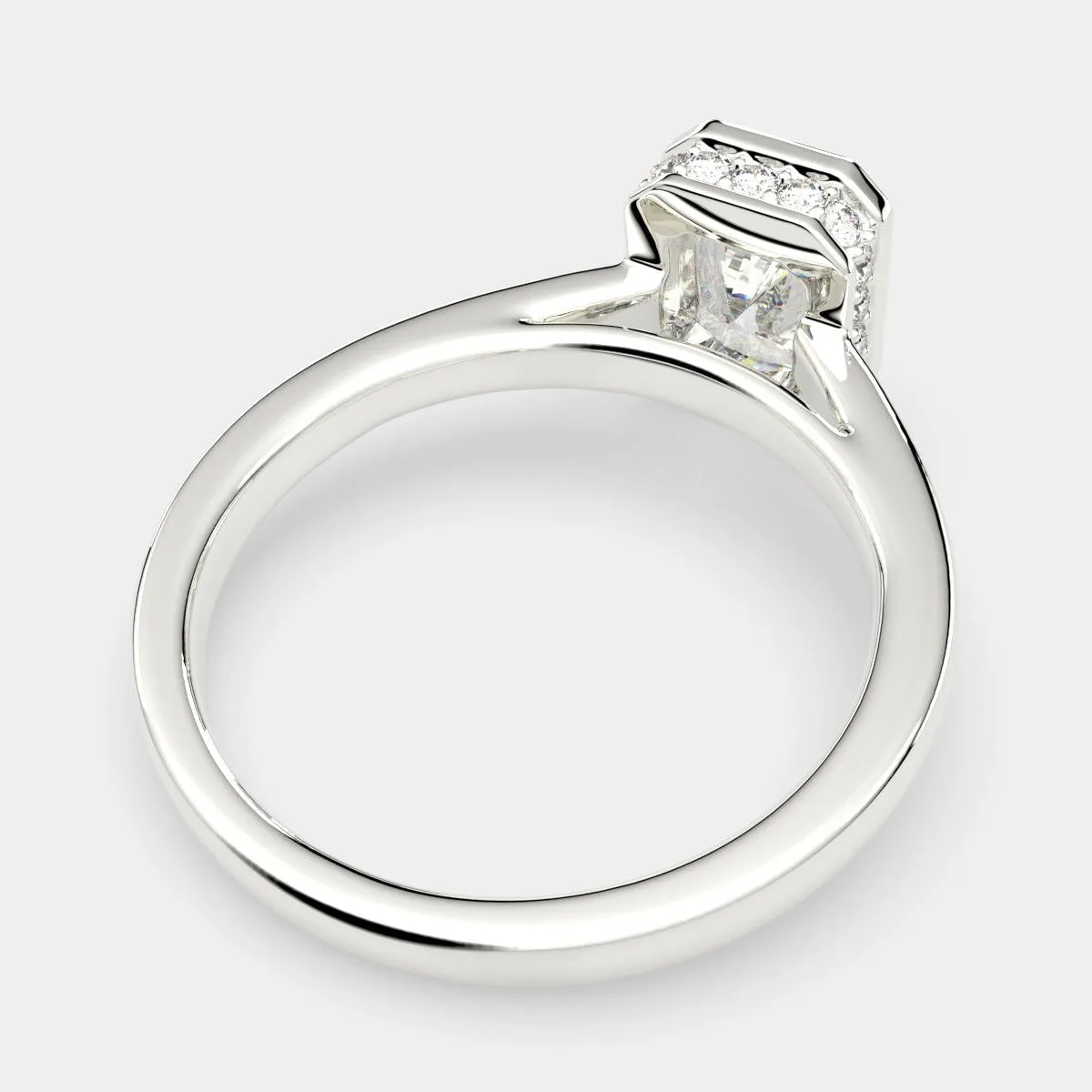 Xenia Radiant Cut Halo Pave Solitaire Engagement Ring Setting