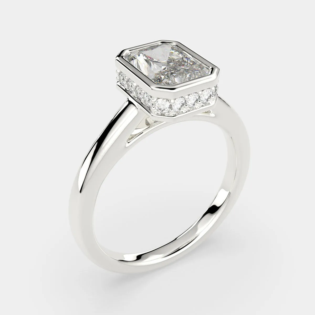 Xenia Radiant Cut Halo Pave Solitaire Engagement Ring Setting