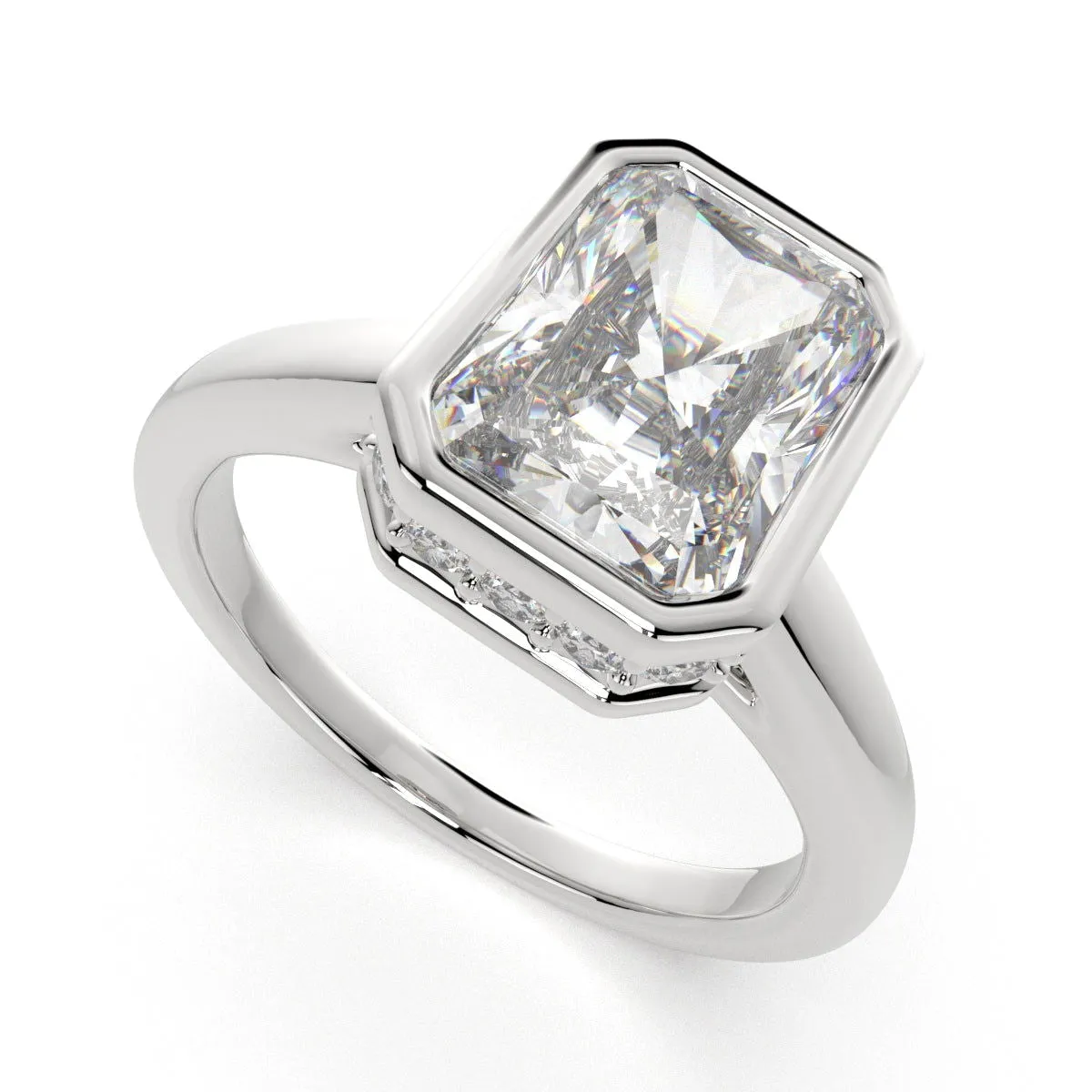 Xenia Radiant Cut Halo Pave Solitaire Engagement Ring Setting