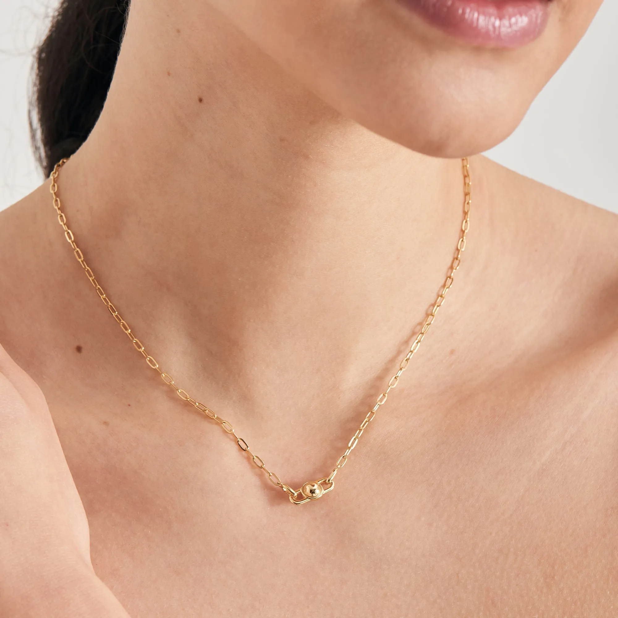 Yellow Gold Orb Amazonite Link Necklace