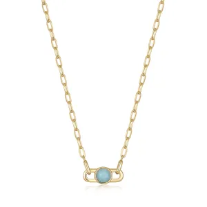 Yellow Gold Orb Amazonite Link Necklace