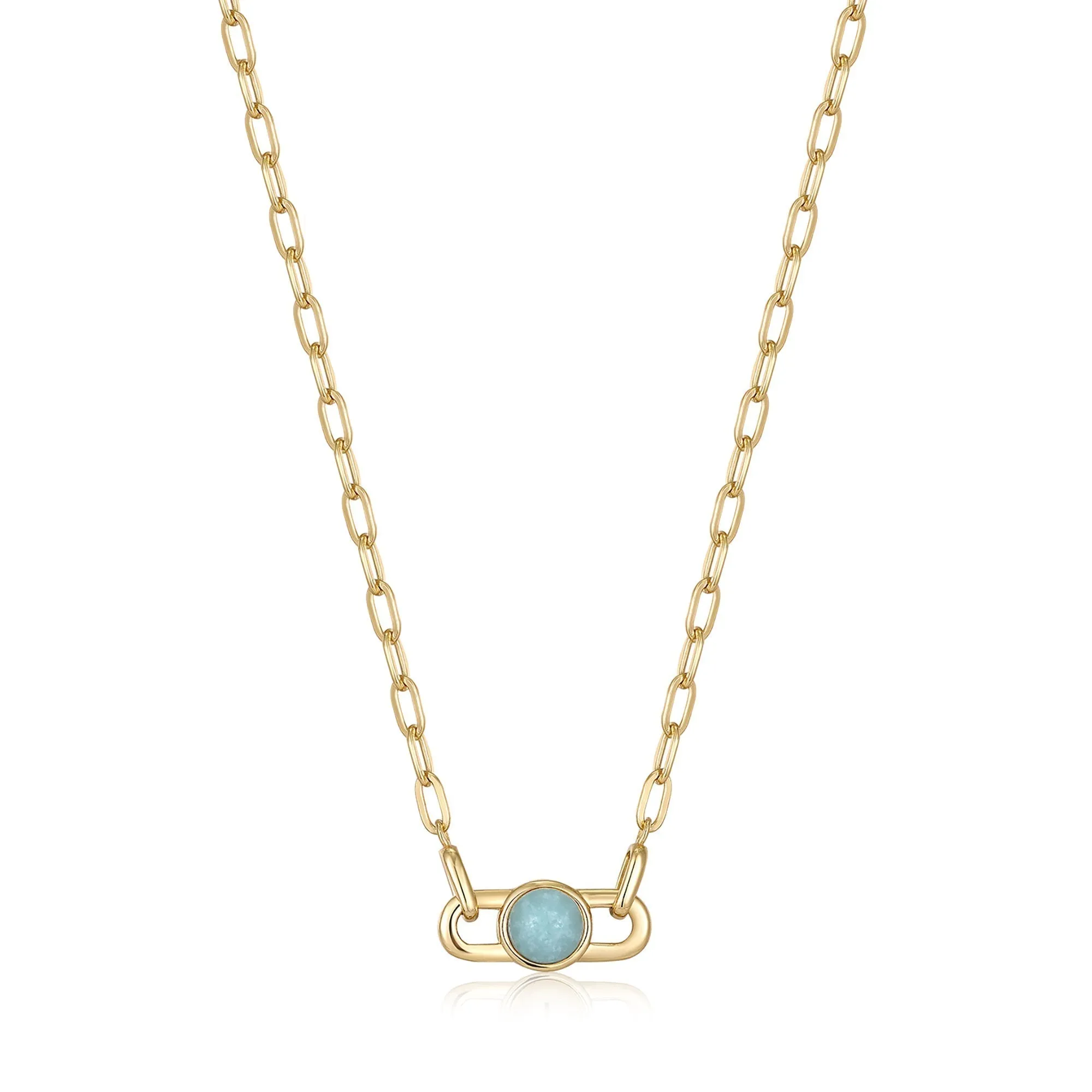 Yellow Gold Orb Amazonite Link Necklace