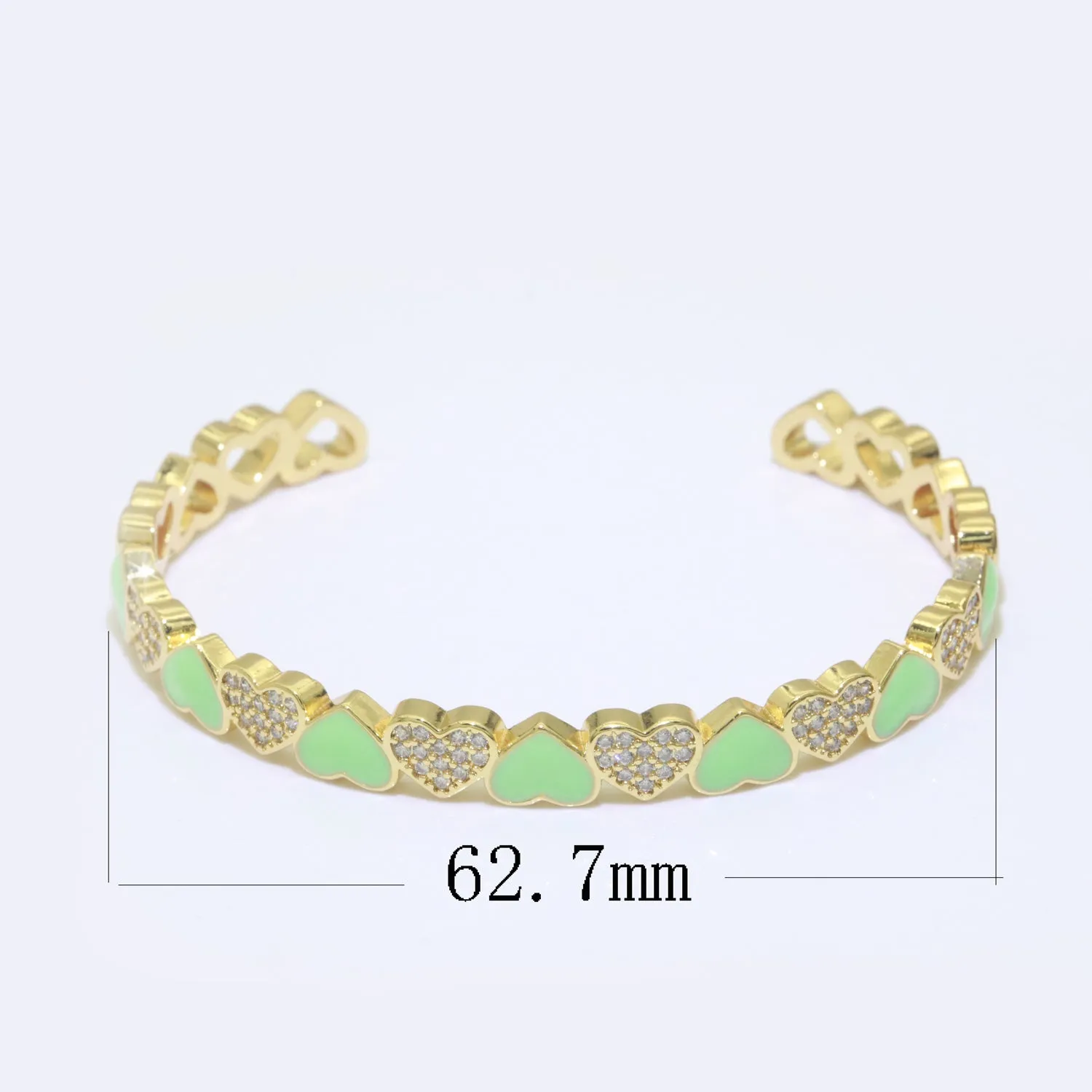 Yellow Heart Enamel 14k Gold Filled Adjustable Bangle, Gold Cuff Bangle Bracelet Micro Pave Jewelry