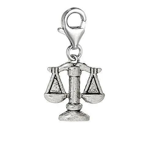 Zodiac Signs Clip On For Bracelet Charm Pendant for European Charm Jewelry w/ Lobster Clasp (Libra)