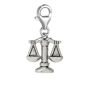 Zodiac Signs Clip On For Bracelet Charm Pendant for European Charm Jewelry w/ Lobster Clasp (Libra)
